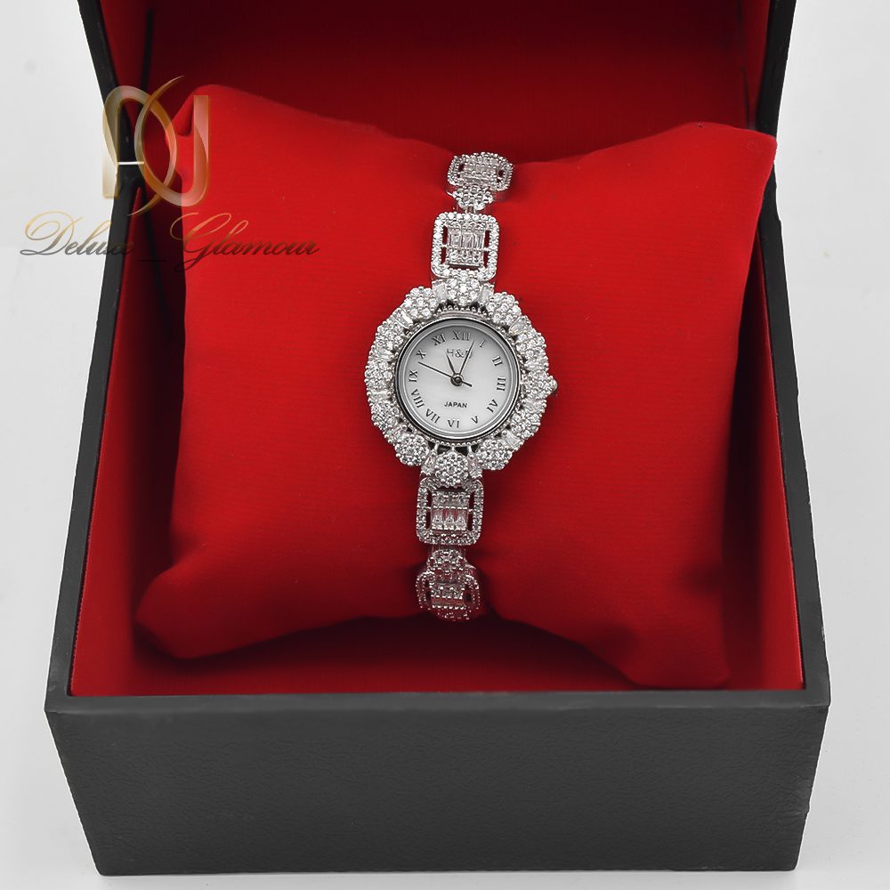 ساعت نقره زنانه امرالدکات صفحه گرد