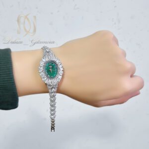ساعت نقره زنانه صفحه سبز جواهری