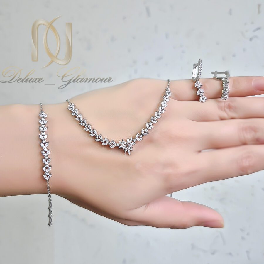 سرویس نقره زنانه زنجیری ظریف نگین مارکیز