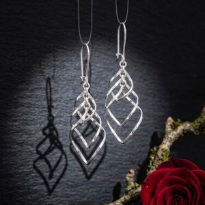گوشواره نقره زنانه آویز نمای روبرو