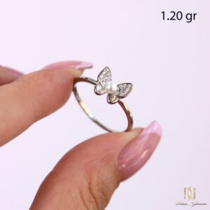 انگشتر نقره دخترانه پروانه مرورایدی - ri-n235 - 5