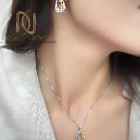 نیم ست نقره زنانه اشک تراش روی گوش