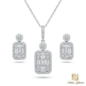 نیم ست نقره زنانه امرالدکات فلاور ce-new-36 عکس اصلی