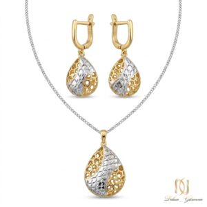 نیم ست نقره زنانه دو رنگ اشک ce-new-27 عکس اصلی