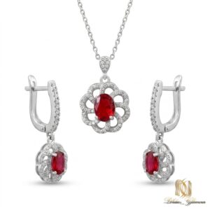 نیم ست نقره زنانه قرمز ce-new-22 عکس اصلی