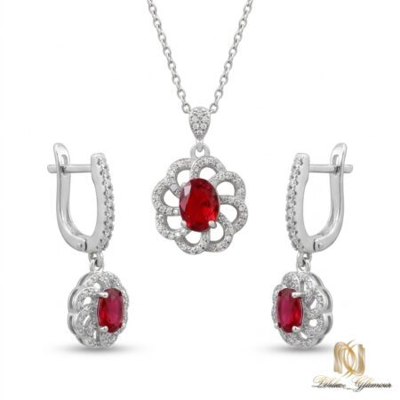 نیم ست نقره زنانه قرمز ce-new-22 عکس اصلی