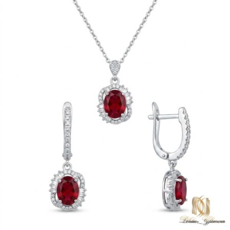 نیم ست نقره نگین سرخ ce-new-26 عکس اصلی