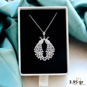 گردنبند طاووس نقره 925 زنانه نگین سفید ne-n27 - 73071 - 5