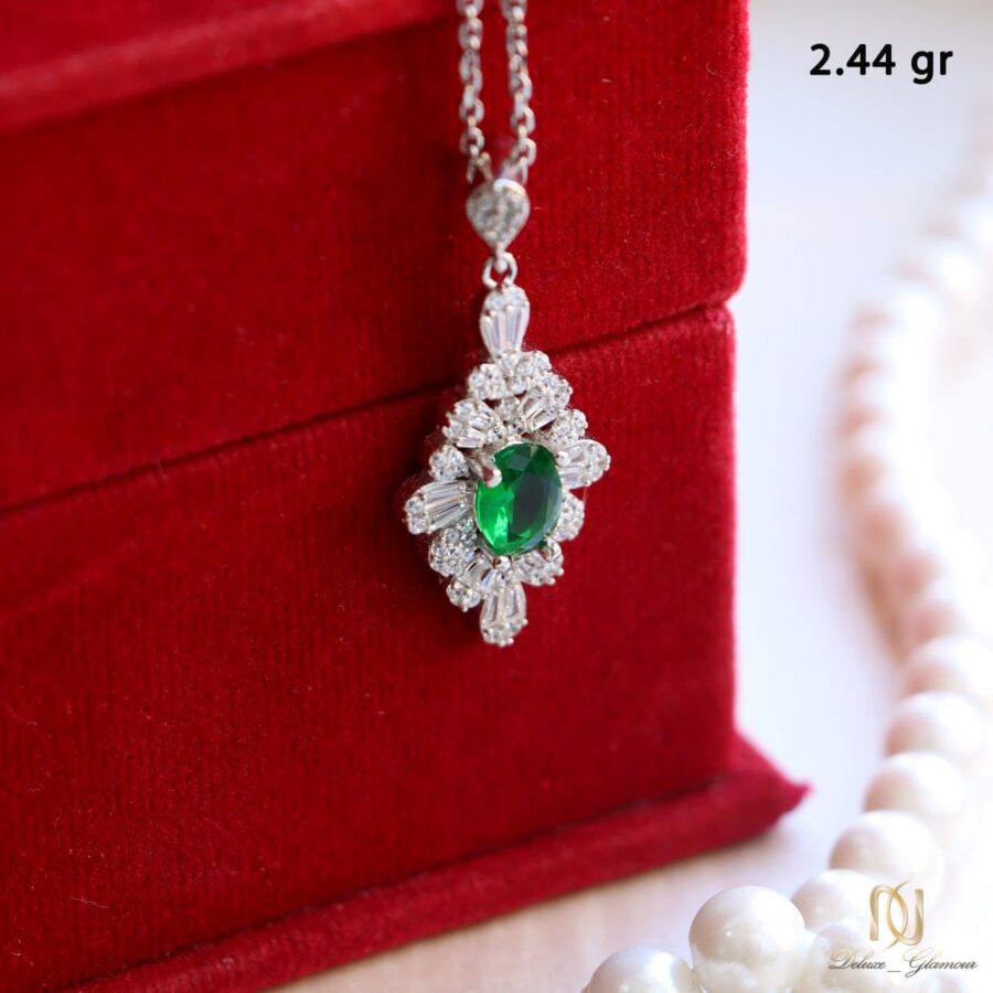 گردنبند نقره زنانه نگین سبز طرح طلا و جواهر ne-n34 - 73325 - 4