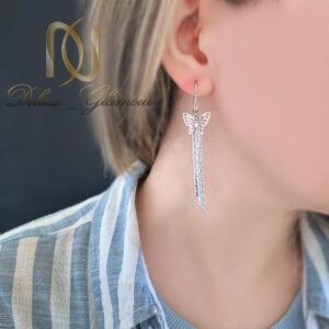 گوشواره نقره زنانه پروانه رشته ای روی گوش