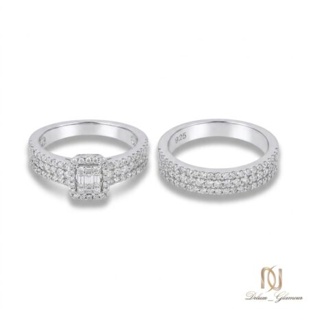 حلقه و پشت حلقه نقره زنانه نگیندار ri-s-90 عکس اصلی