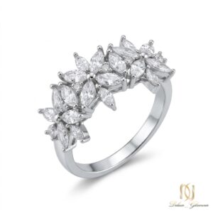 انگشتر نقره زنانه جواهری طرح گل ri-s-53 عکس اصلی