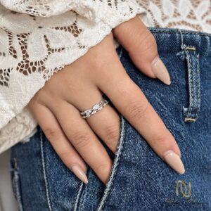 انگشتر نقره زنانه دو رج مدل پاپیون - ri-n368 - 4