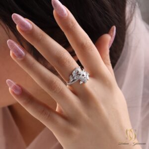 انگشتر نقره زنانه طرح برگ - rg-n800 - 7