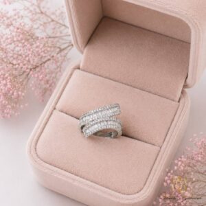 انگشتر نقره زنانه مجلسی نگین باگت شیک RI-N163 - 79139 - 4