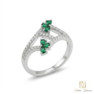 انگشتر نقره زنانه گل سبز ri-s-24 عکس اصلی