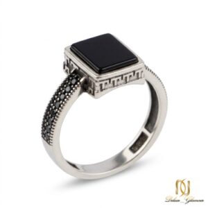 انگشتر نقره مردانه نگین مشکی مستطیلی ri-m-8 عکس اصلی