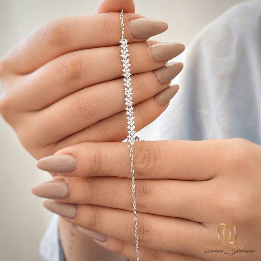 دستبند زنانه ظریف نقره 925 نگین سفید زنجیری - br-n82 - 5