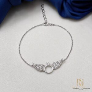 دستبند نقره دخترانه طرح انگشتر و بال - ds-n823 - 5