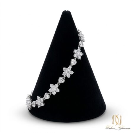 دستبند نقره زنانه جواهری طرح قلب و گل br-s-29 عکس اصلی