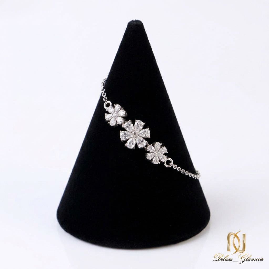 دستبند نقره زنانه طرح گل نگیندار مجلسی br-s-41 عکس اصلی
