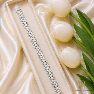 دستبند نقره زنانه مدل رولکس - br-n317 - 4