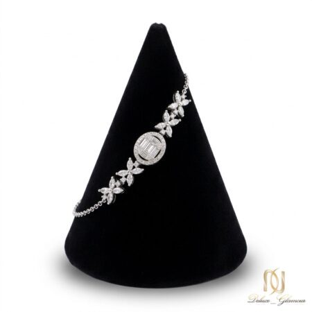 دستبند نقره زنانه نگین دار طرح گل مجلسی br-s-43 عکس اصلی