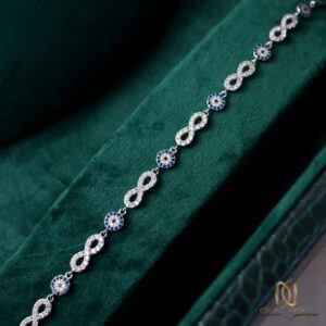دستبند نقره طرح بی نهایت و چشم نظر - ds-n141 - 6