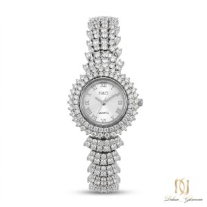 ساعت مچی نقره زنانه H&D تمام نگین مجلسی wh-s-14 عکس اصلی