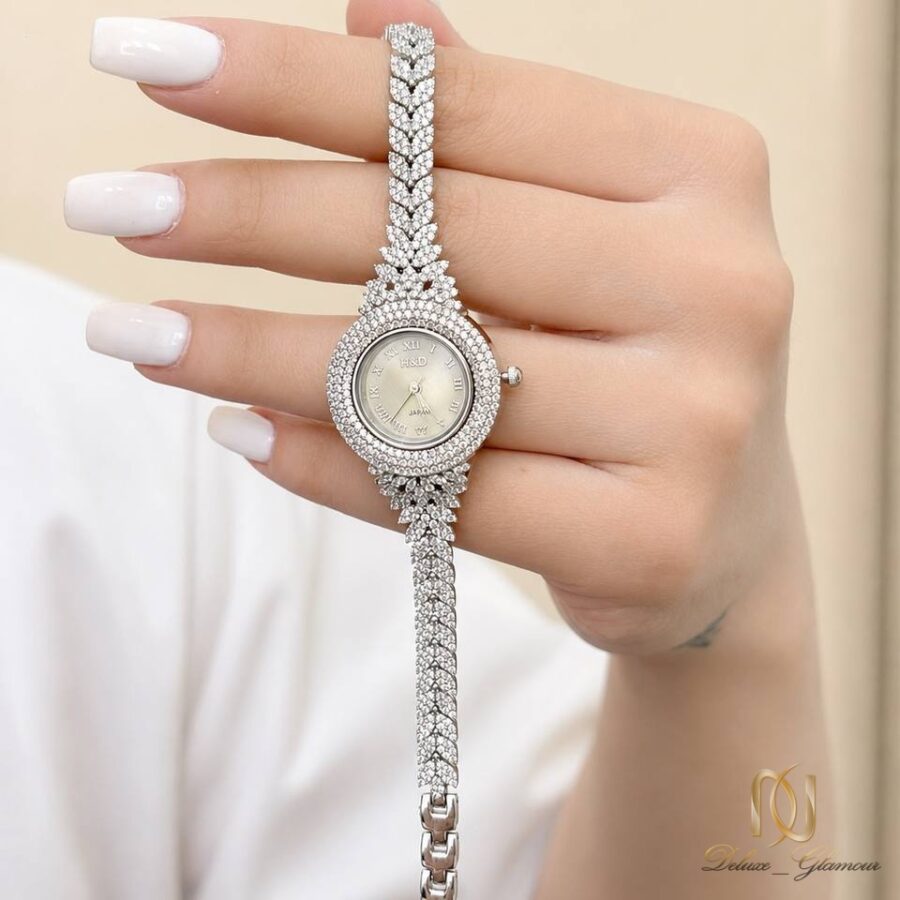 ساعت نقره زنانه نگین دار H&D صفحه گرد - WH-N418 - 5