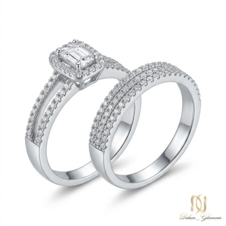 ست انگشتر نقره زنانه حلقه و پشت حلقه نگیندار ri-s-90 عکس اصلی