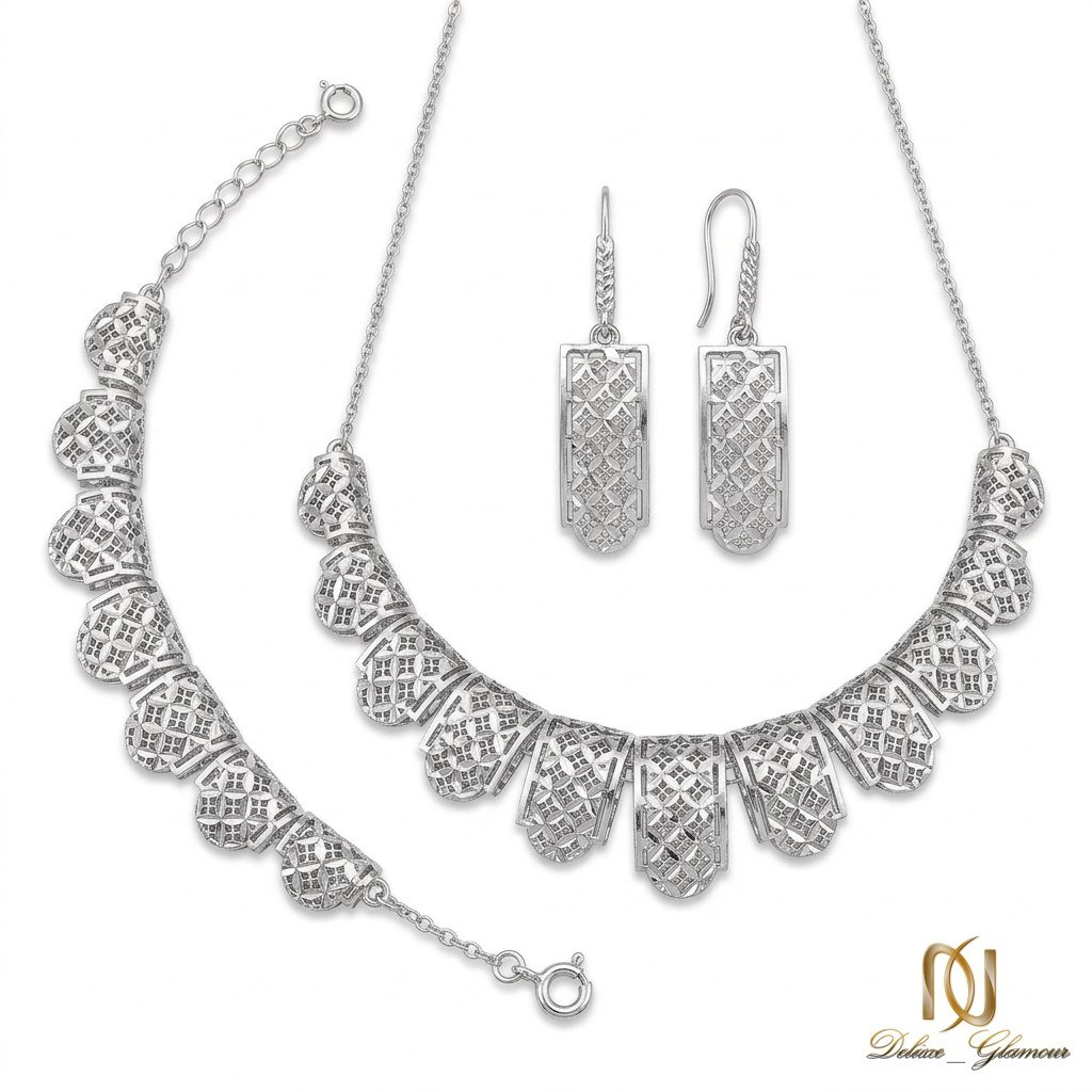 سرویس نقره عیار 925 طرح مشبک لوزی مجلسی ns-s-56 عکس اصلی