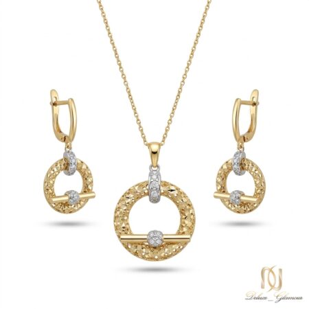نیم ست نقره زنانه دو رنگ طرح دایره ce-new-55 عکس اصلی