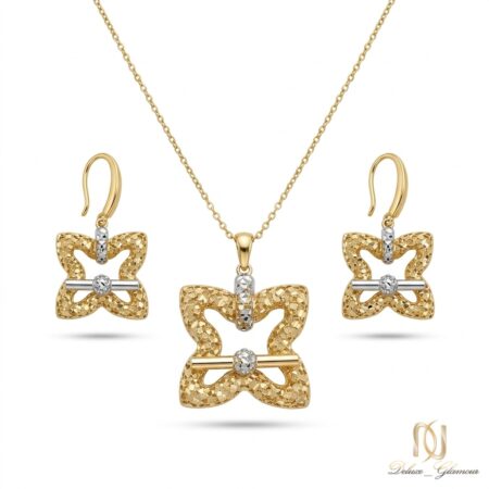 نیم ست نقره زنانه دو رنگ پروانه ce-new-56 عکس اصلی