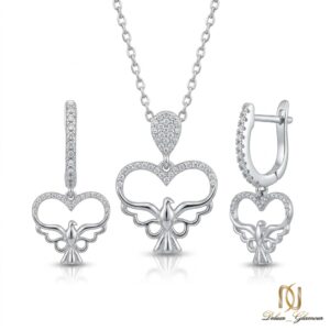 نیم ست نقره زنانه طرح قلب و پرنده ce-new-46 عکس اصلی