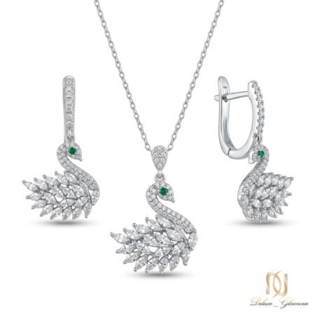 نیم ست نقره زنانه طرح قو جواهری ce-new-45 عکس اصلی