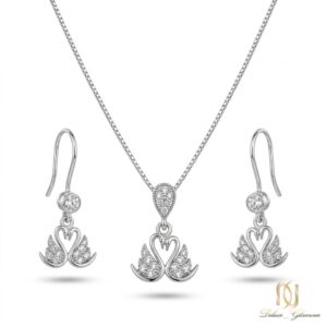 نیم ست نقره زنانه طرح قو و قلب ce-new-70 عکس اصلی