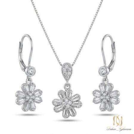 نیم ست نقره زنانه طرح گل شکوفه ce-new-68 عکس اصلی