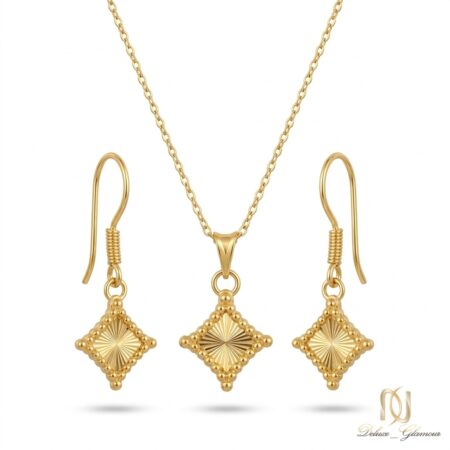 نیم ست نقره زنانه طلایی طرح لوزی ce-new-61 عکس اصلی