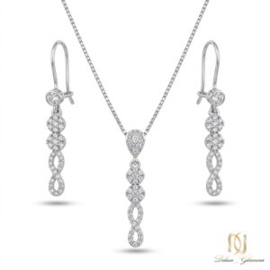 نیم ست نقره زنانه مجلسی طرح فلاور و بینهایت ce-new-71 عکس اصلی