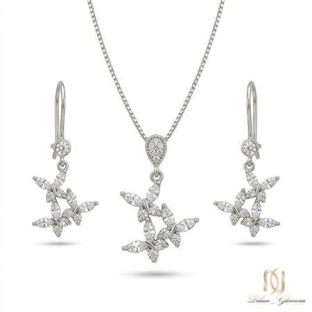 نیم ست نقره زنانه مجلسی طرح پروانه ce-new-72 عکس اصلی