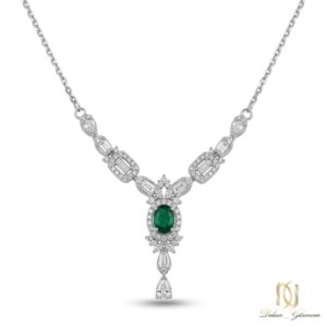 نیم ست نقره زنانه نگین سبز زمردی مجلسی ce-new-49 عکس اصلی