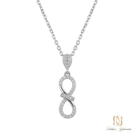 گردنبند نقره زنانه طرح بی‌نهایت نگین‌دار ne-new-71 عکس اصلی