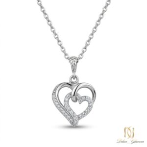 گردنبند نقره زنانه طرح دو قلب ظریف ne-new-51 عکس اصلی