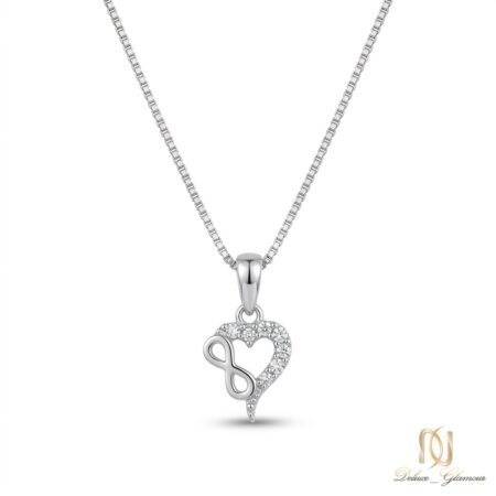 گردنبند نقره زنانه طرح قلب و بی‌نهایت ne-new-60 عکس اصلی