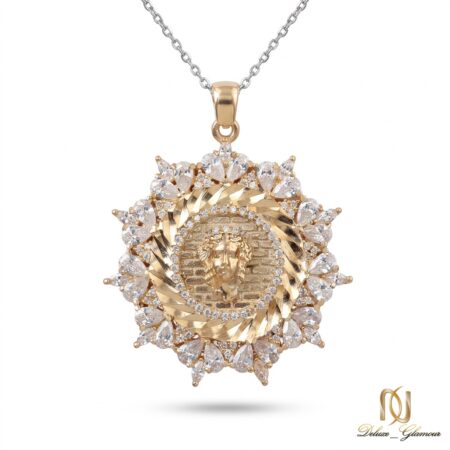 گردنبند نقره زنانه طلایی مدالی مجلسی ne-new-49 عکس اصلی