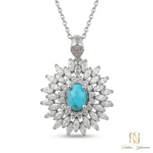 گردنبند نقره زنانه فیروزه گل ne-new-29 عکس اصلی