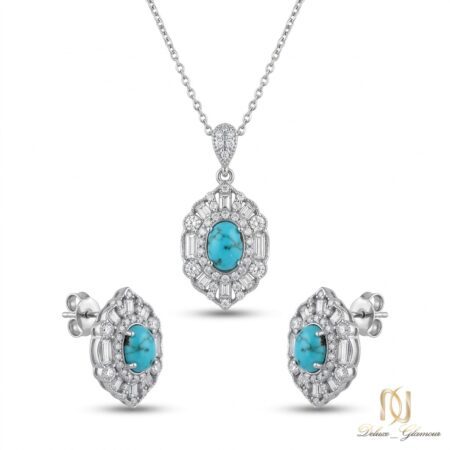 گردنبند نقره زنانه نگین فیروزه اصل ne-new-85 عکس اصلی