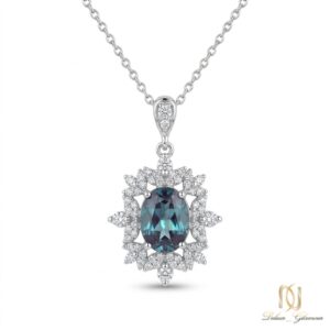 گردنبند نقره زنانه نگین هفت رنگ مجلسی ne-new-91 عکس اصلی