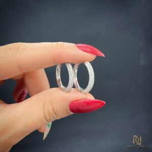 گوشواره نقره حلقه ای نگین دار ظریف